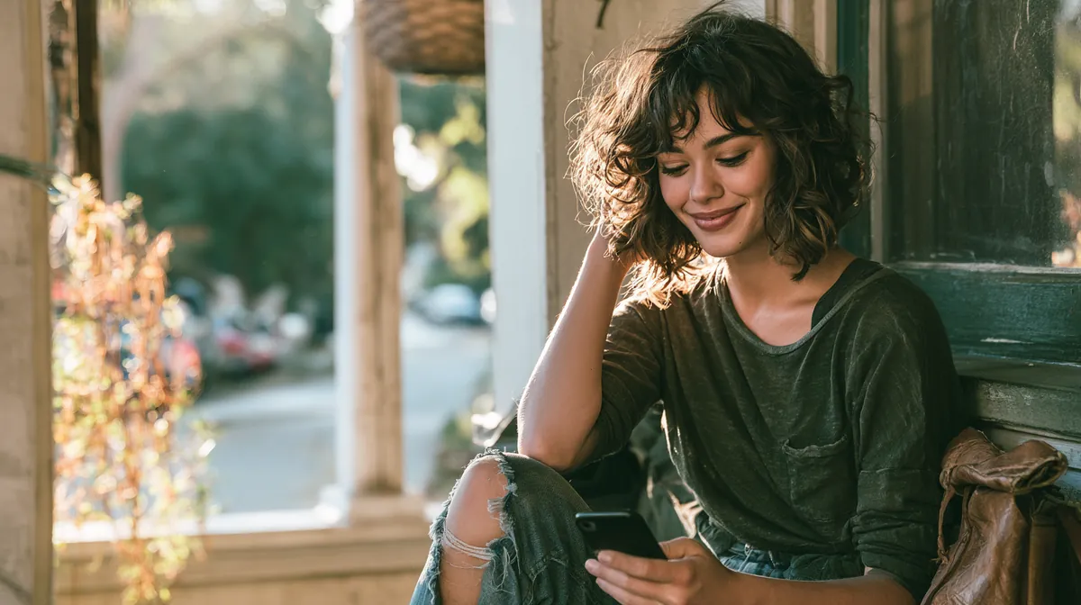 Satisfied Headway Capital customer reading reviews on a phone